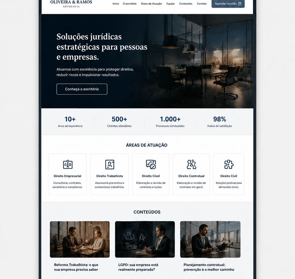 Prévia do site modelo Profissional